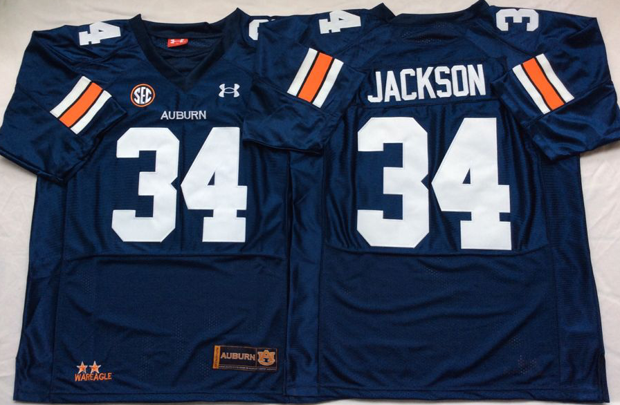 Custom NCAA Men Auburn Tigers Blue #34 JACKSON jersey